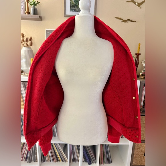 Vintage LL Bean Women’s Size Medium Red Dot Deep Pile Snap Bomber Fleece - Picture 6 of 6